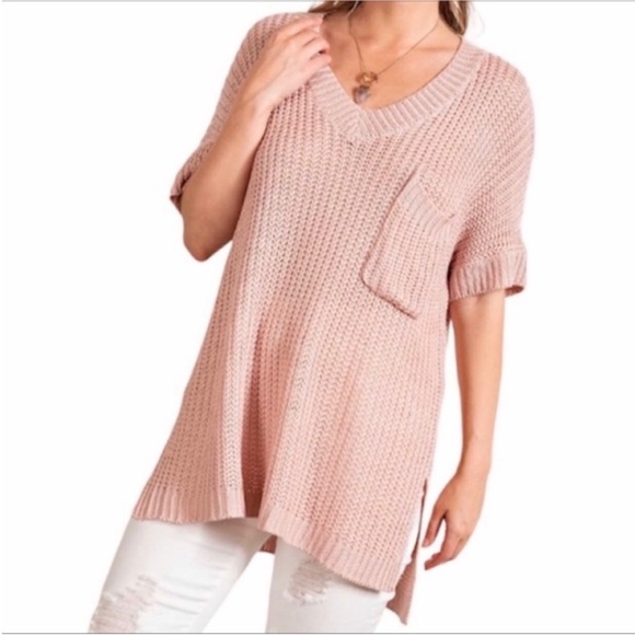 EASEL short sleeve tunic sweater S - Picture 1 of 8